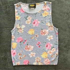 Free People | Vintage Y2K Stretch Floral Tank Top | Light blue/pink | Size Small